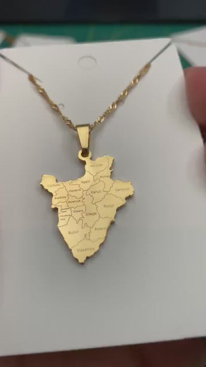 Burundi Map Necklace