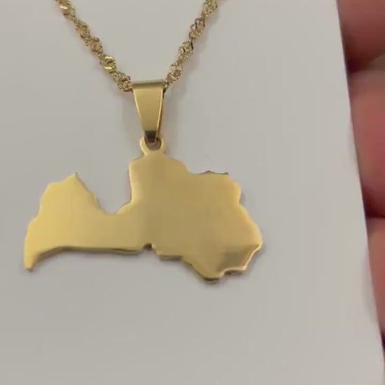 Latvia Map Necklace