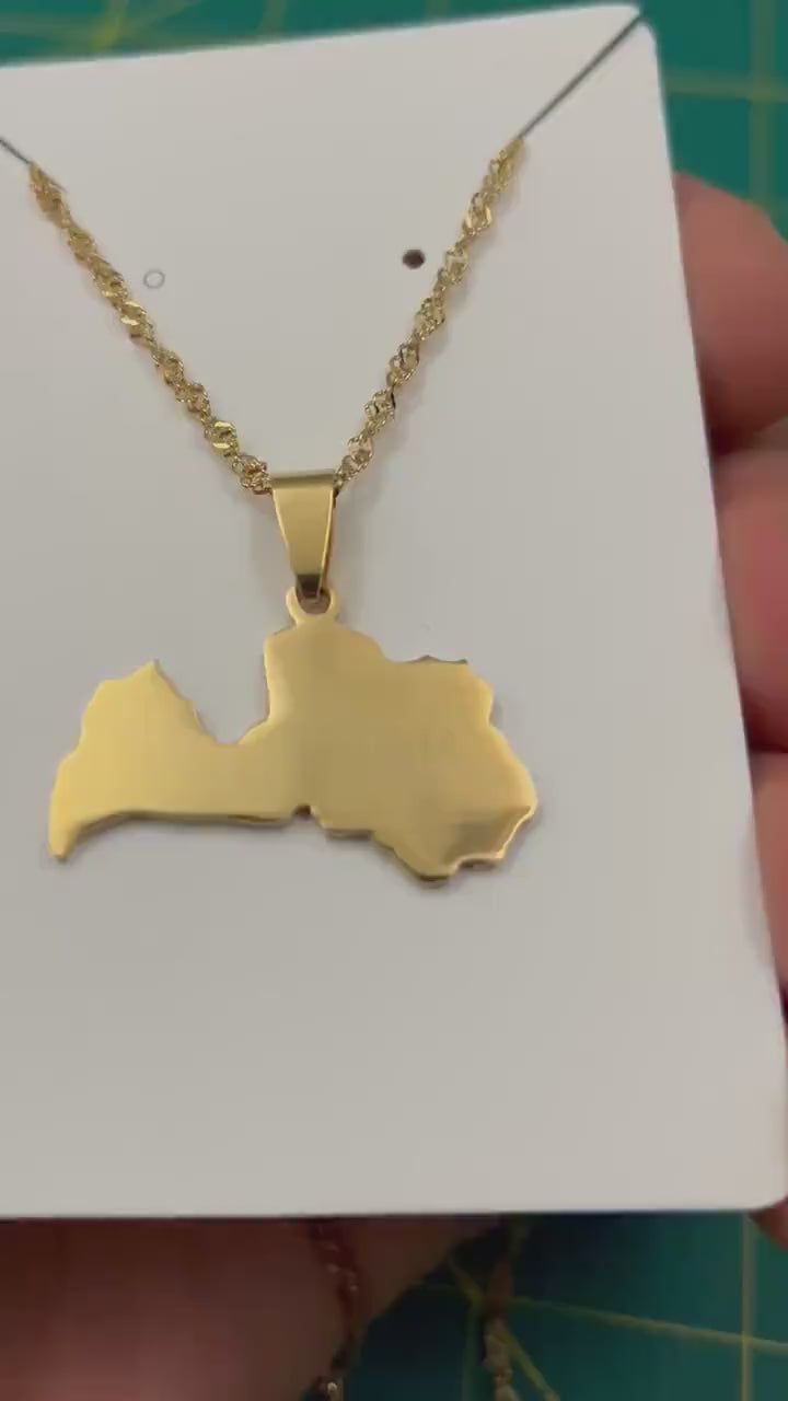 Latvia Map Necklace