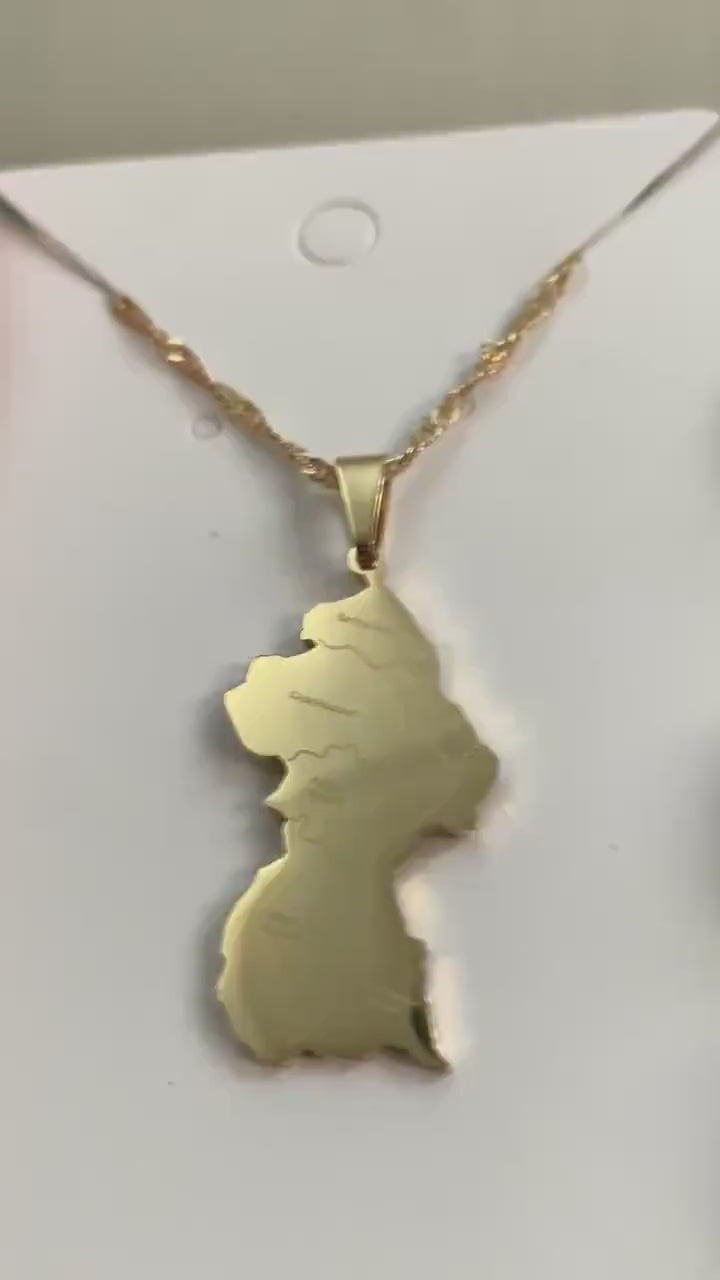 Guyana Map Necklace