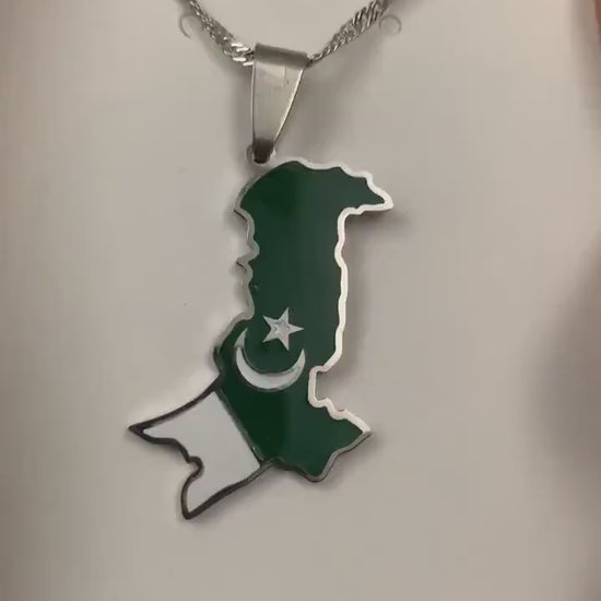 Pakistan Map and Flag Necklace