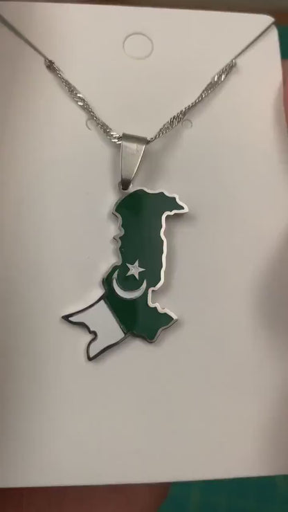 Pakistan Map and Flag Necklace