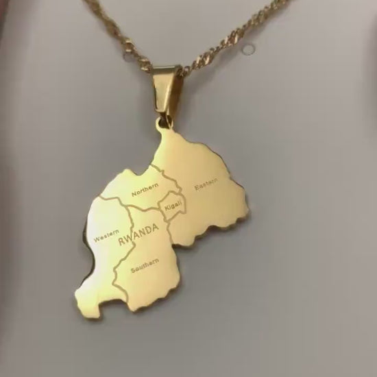 Rwanda Map Necklace