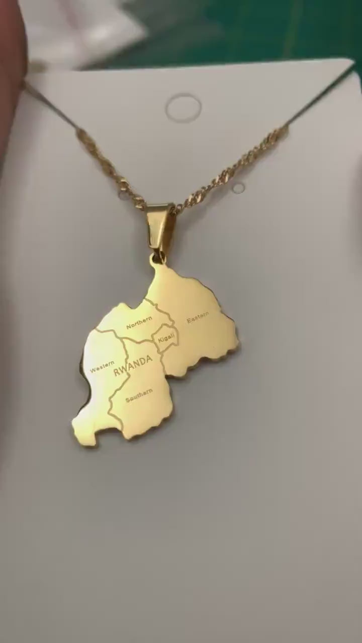 Rwanda Map Necklace