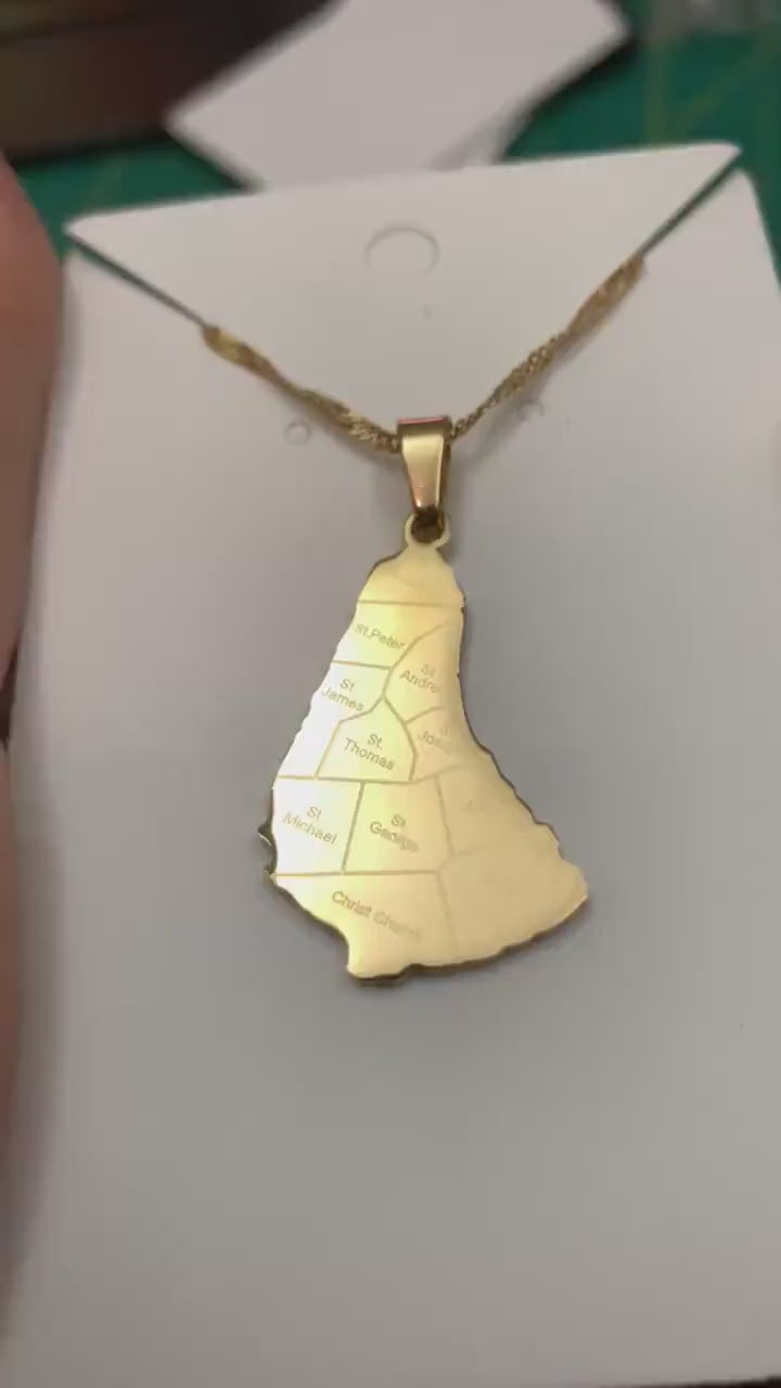 Barbados Map Necklace