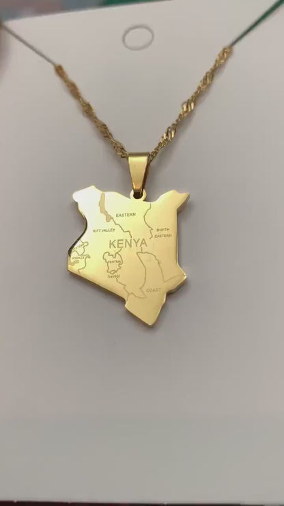 Kenya Map Necklace