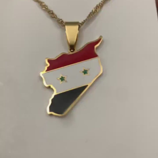 Syria Map and Flag Necklace