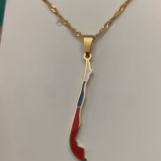 Chile Map and Flag Necklace