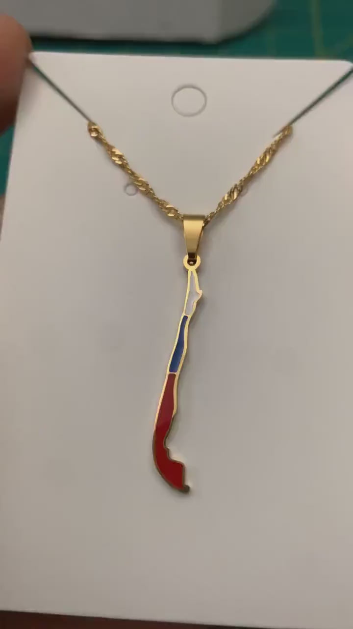 Chile Map and Flag Necklace