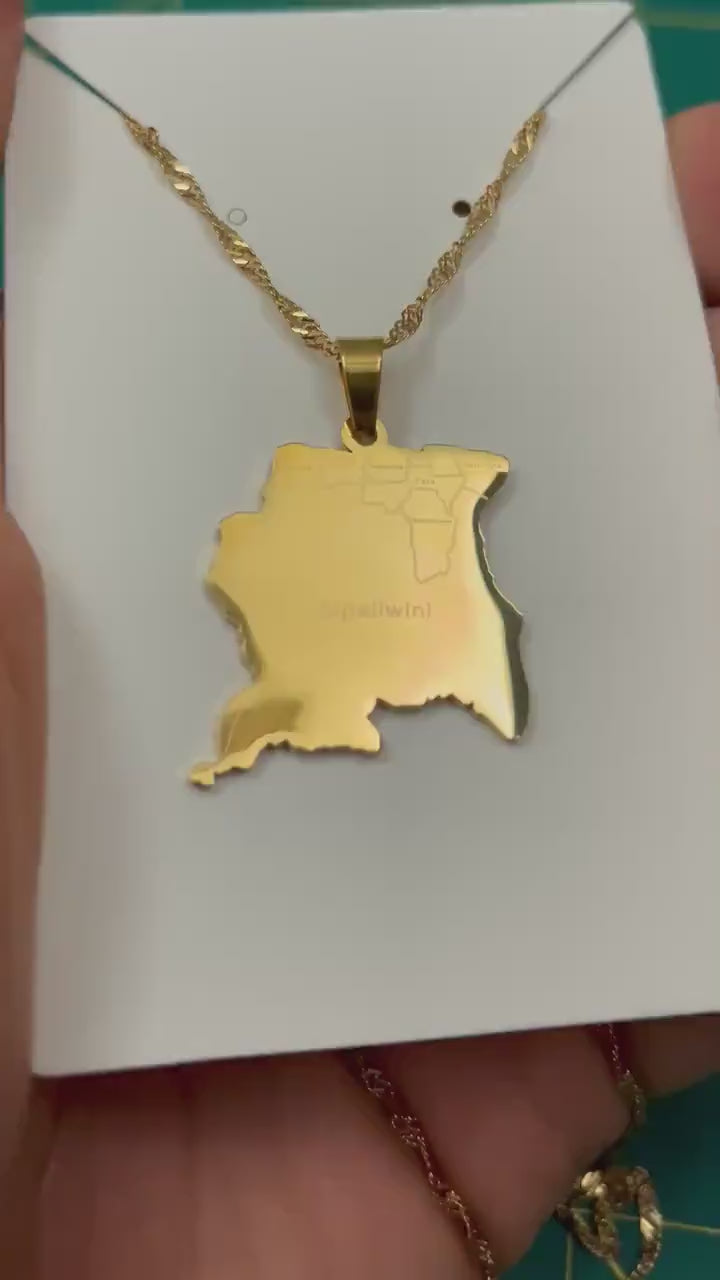 Suriname Map Necklace