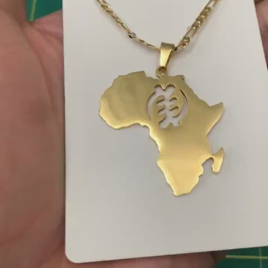 Africa Map and Gye Nyame Necklace