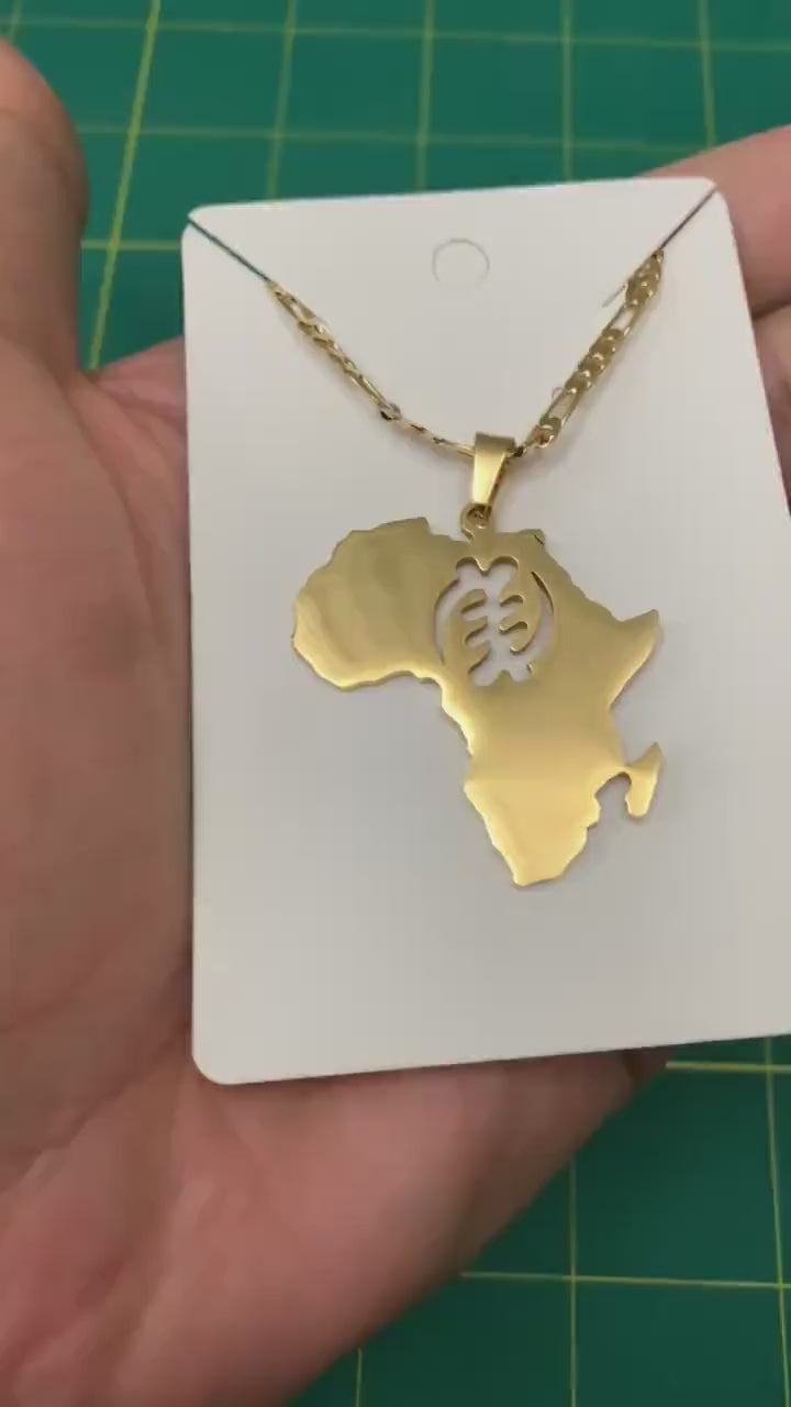 Africa Map and Gye Nyame Necklace