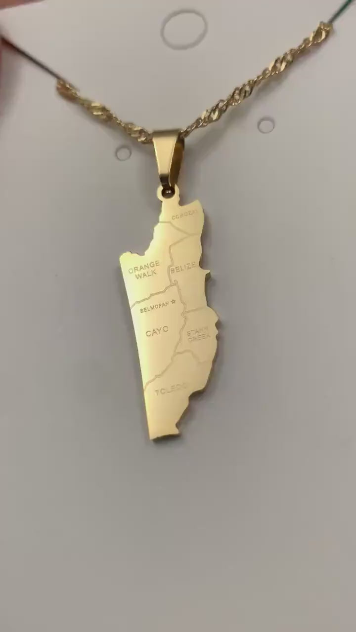 Belize Map Necklace