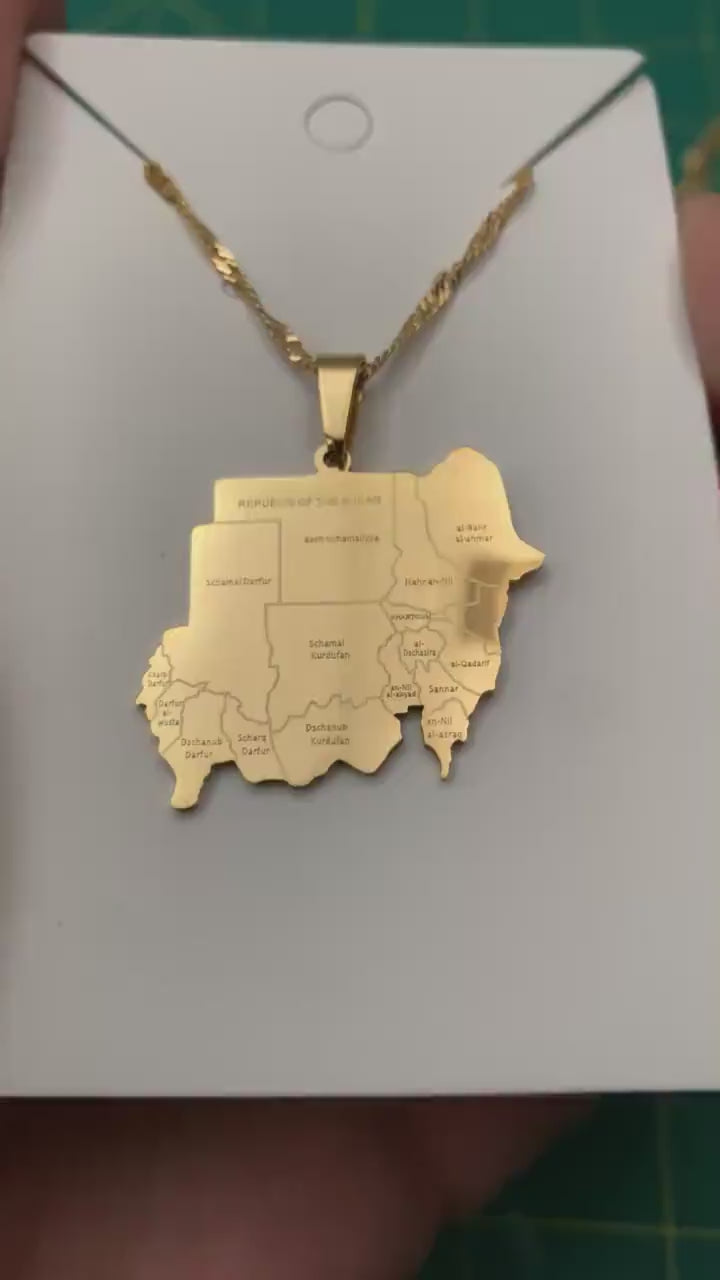 Republic of Sudan Map Necklace