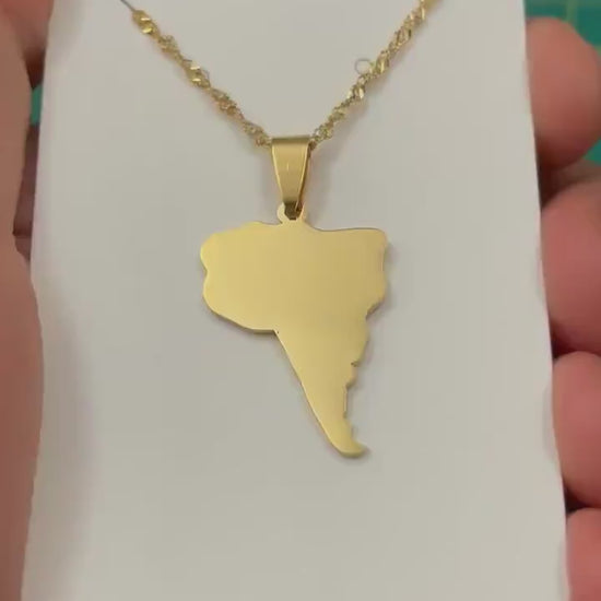 South America Map Necklace