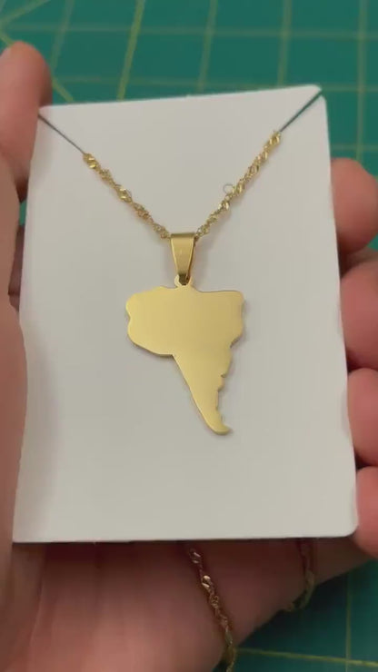 South America Map Necklace