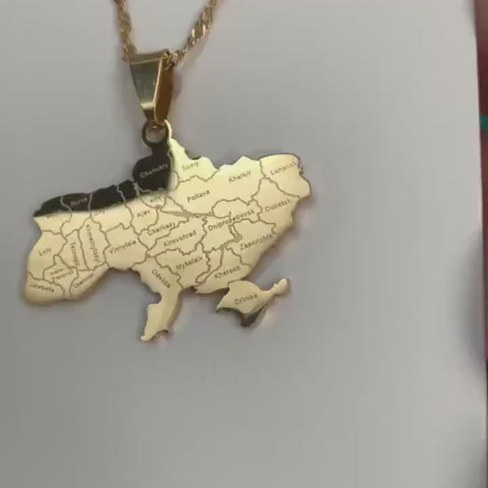 Ukraine Map Necklace