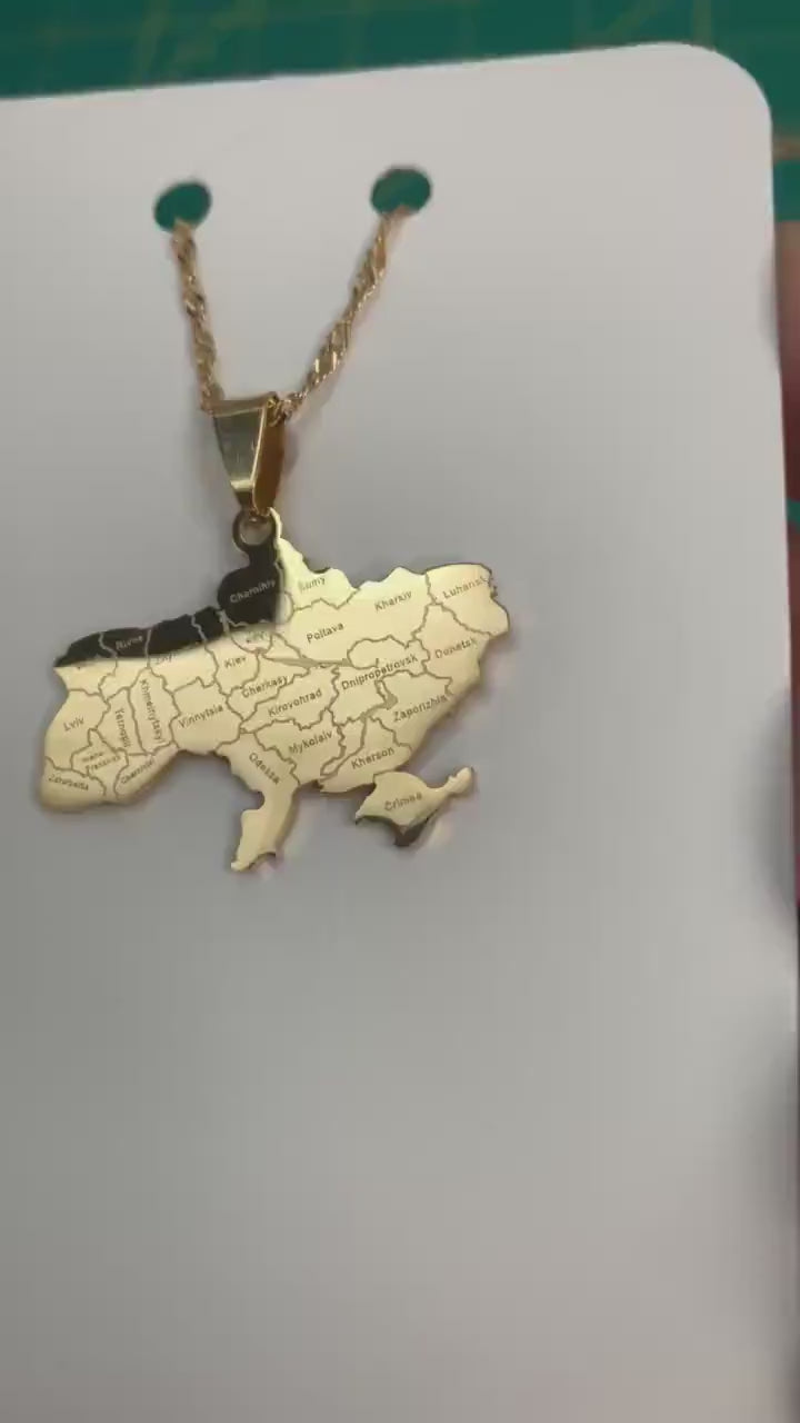 Ukraine Map Necklace