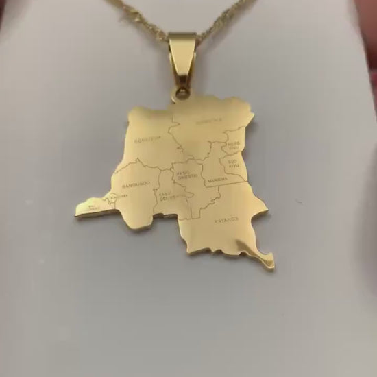 Congo DRC Map Necklace