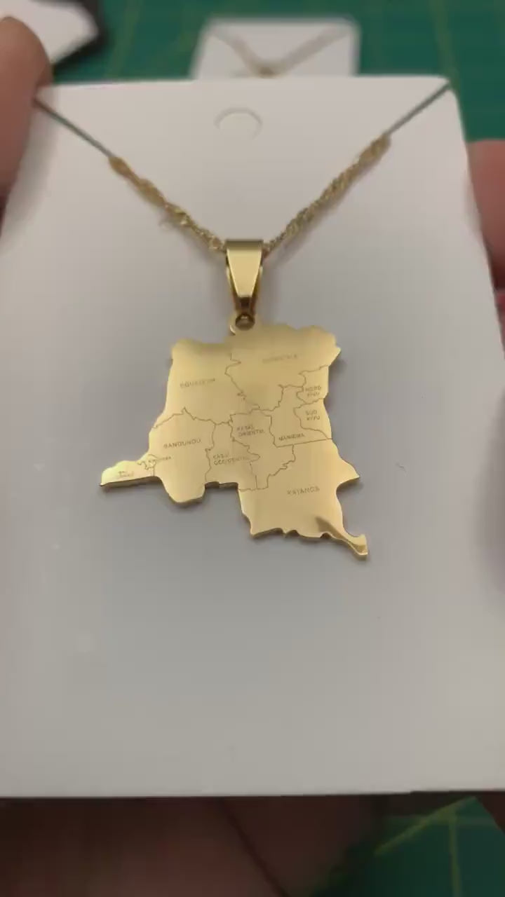 Congo DRC Map Necklace