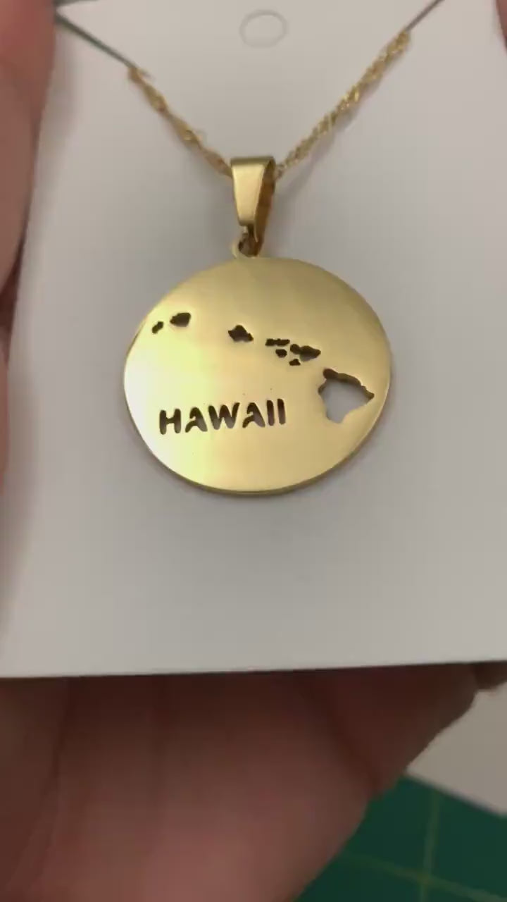 Hawaii Map Necklace