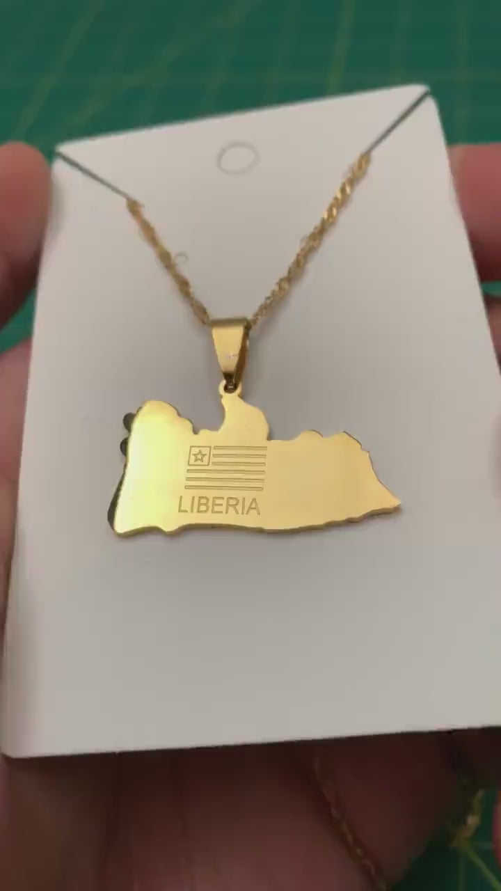 Liberia Map Necklace