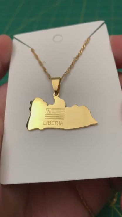 Liberia Map Necklace