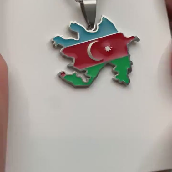 Azerbaijan Map and Flag Necklace