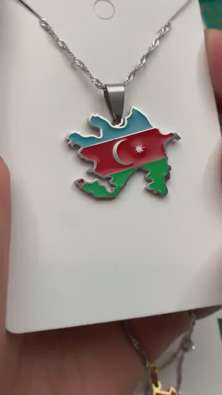 Azerbaijan Map and Flag Necklace