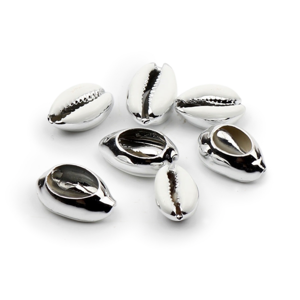 Silver Cowrie Shell Beads