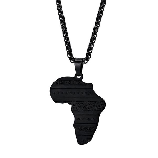 African Map With Bogolan Necklace - Timbuktu Arts