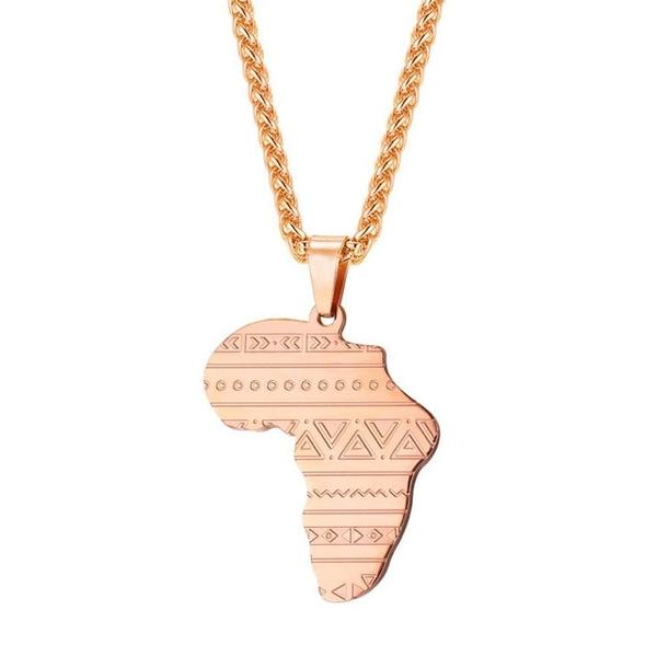 African Map With Bogolan Necklace - Timbuktu Arts