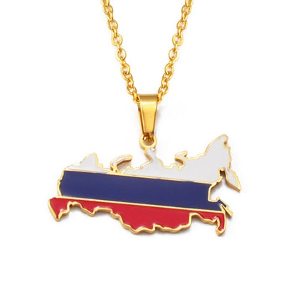 Russia Map Necklace