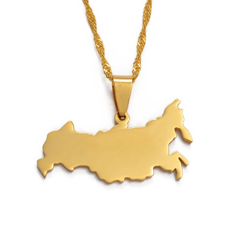 Russia Map Necklace