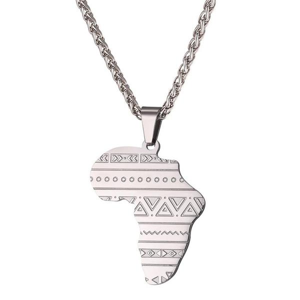 African Map With Bogolan Necklace - Timbuktu Arts