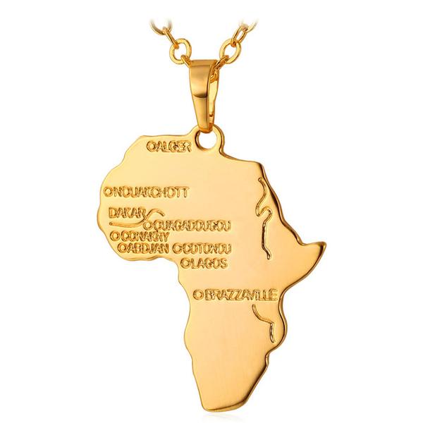 African Map With Countries Necklace - Timbuktu Arts