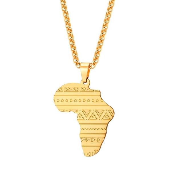 African Map With Bogolan Necklace - Timbuktu Arts