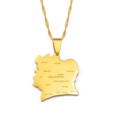 Ivory Coast Map Necklace